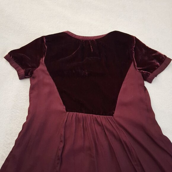 Anthropologie Maeve Women's Size Small Plum Burgundy Velvet Tunic Dress - Picture 12 of 15